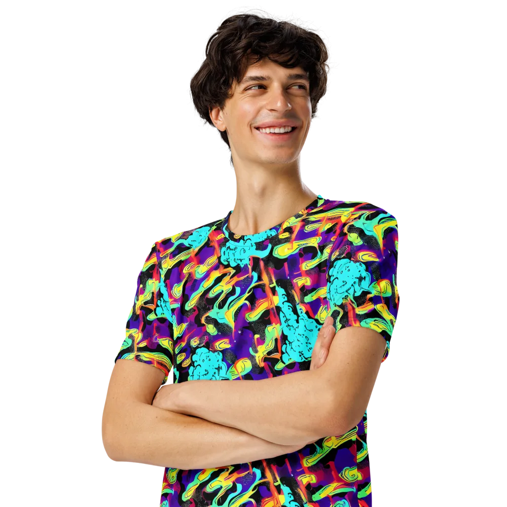 Liquid Firefly on Men's Crew Neck T-Shirt — Left Front