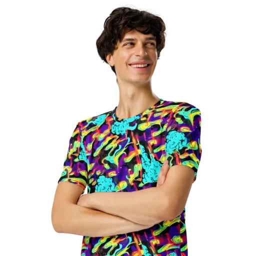 Liquid Firefly on a Men's Crew Neck T-Shirt