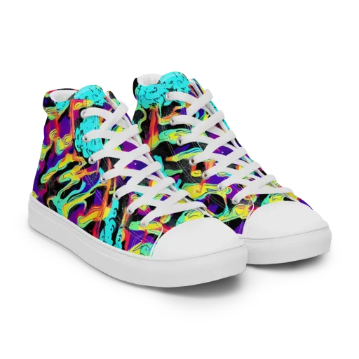 Liquid Firefly on a Men's High Top Canvas Shoes
