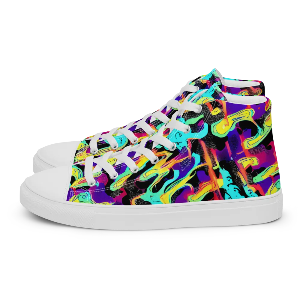 Liquid Firefly on Men's High Top Canvas Shoes — Left