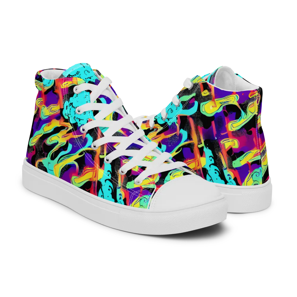 Liquid Firefly on Men's High Top Canvas Shoes — Right