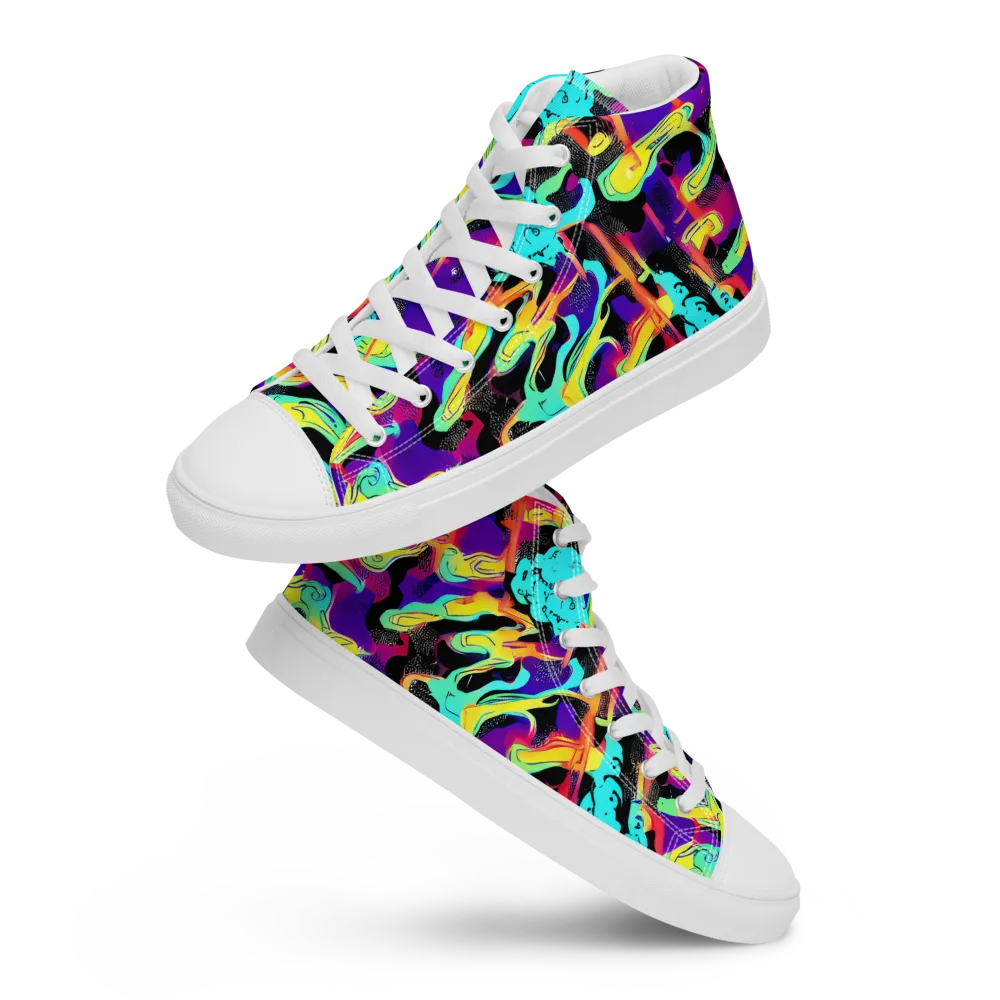 Liquid Firefly on Men's High Top Canvas Shoes — Front