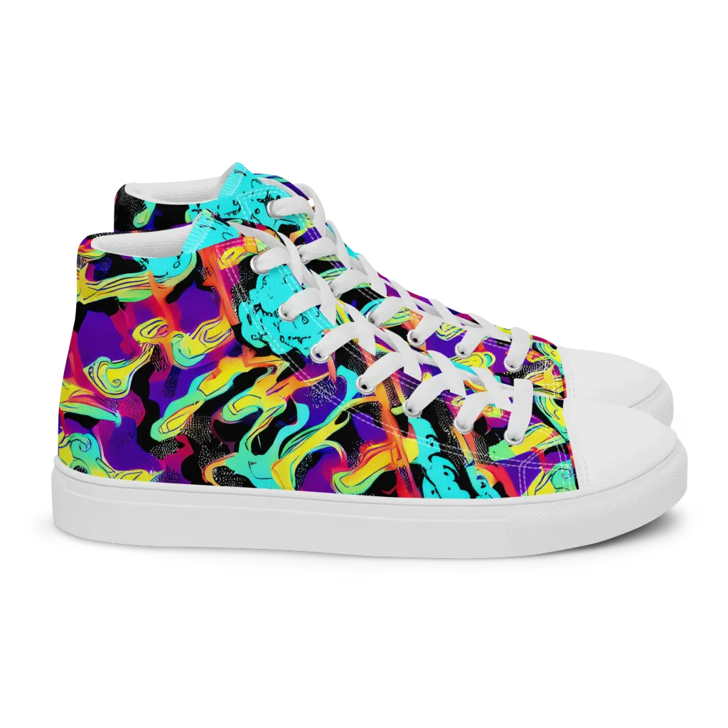 Liquid Firefly on Women's High Top Canvas Shoes — Right