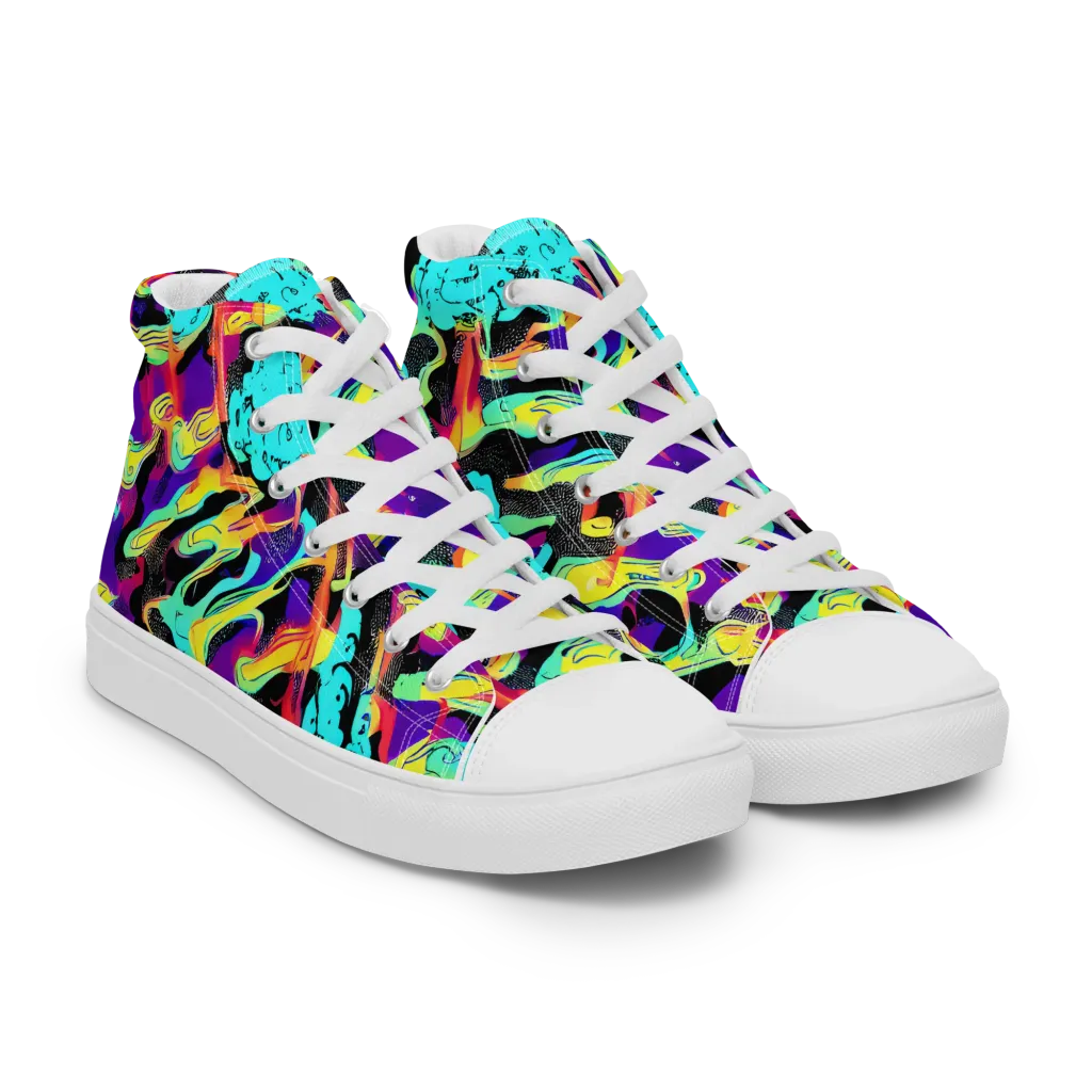Liquid Firefly on Women's High Top Canvas Shoes — Right Front