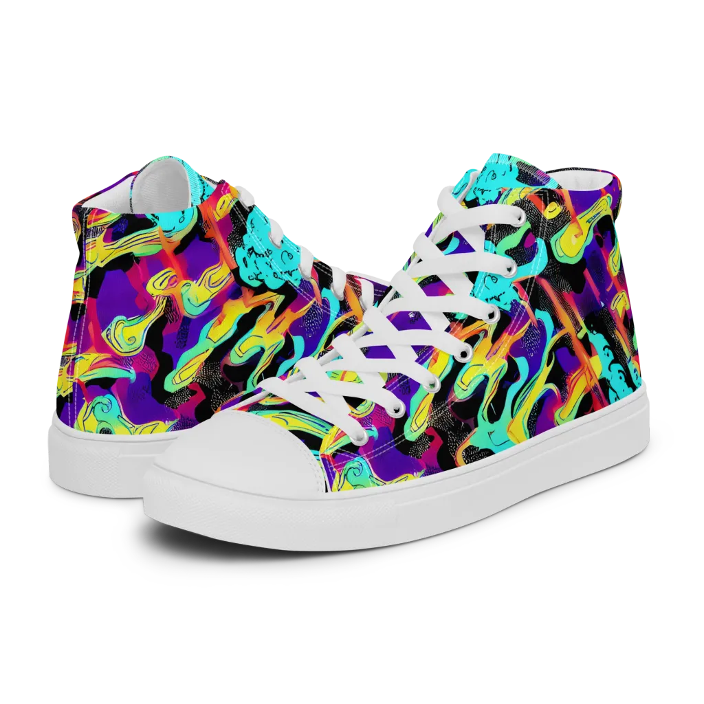 Liquid Firefly on Women's High Top Canvas Shoes — Left