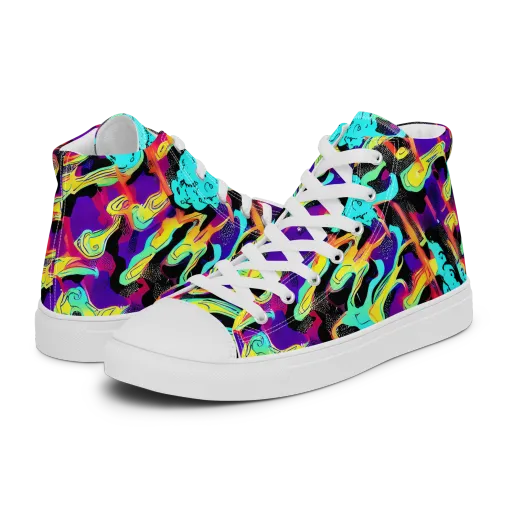 Liquid Firefly on a Women's High Top Canvas Shoes