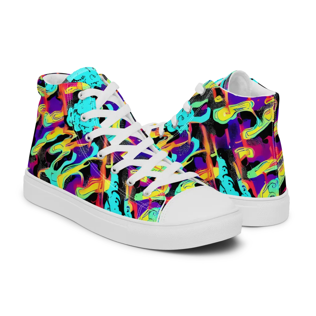 Liquid Firefly on Women's High Top Canvas Shoes — Right