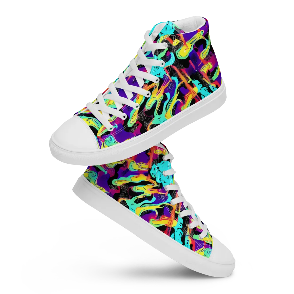 Liquid Firefly on Women's High Top Canvas Shoes — Front