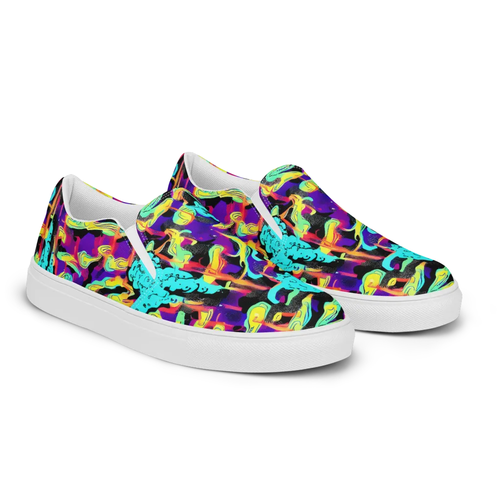 Liquid Firefly on Men's Slip-On Canvas Shoes — Right Front