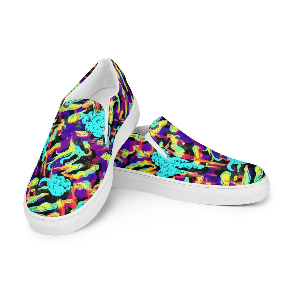 Liquid Firefly on Men's Slip-On Canvas Shoes — Left Front