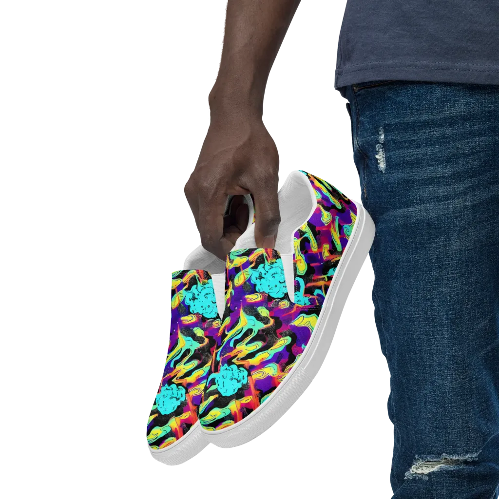 Liquid Firefly on Men's Slip-On Canvas Shoes — Left Front