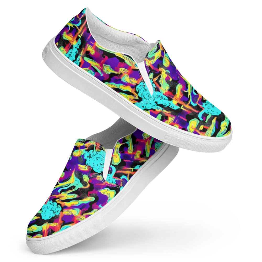 Liquid Firefly on Women's Slip-On Canvas Shoes — Front