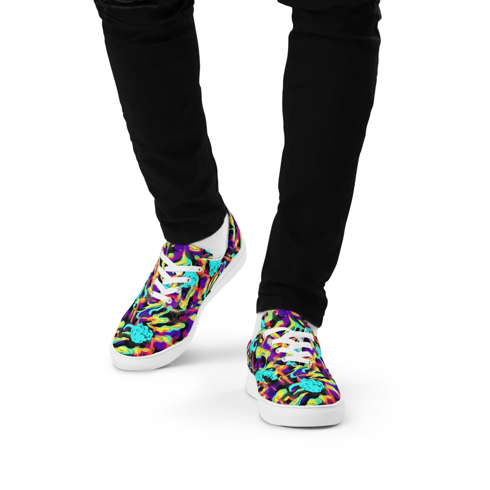 Liquid Firefly on Men's Lace-Up Canvas Shoes — Front