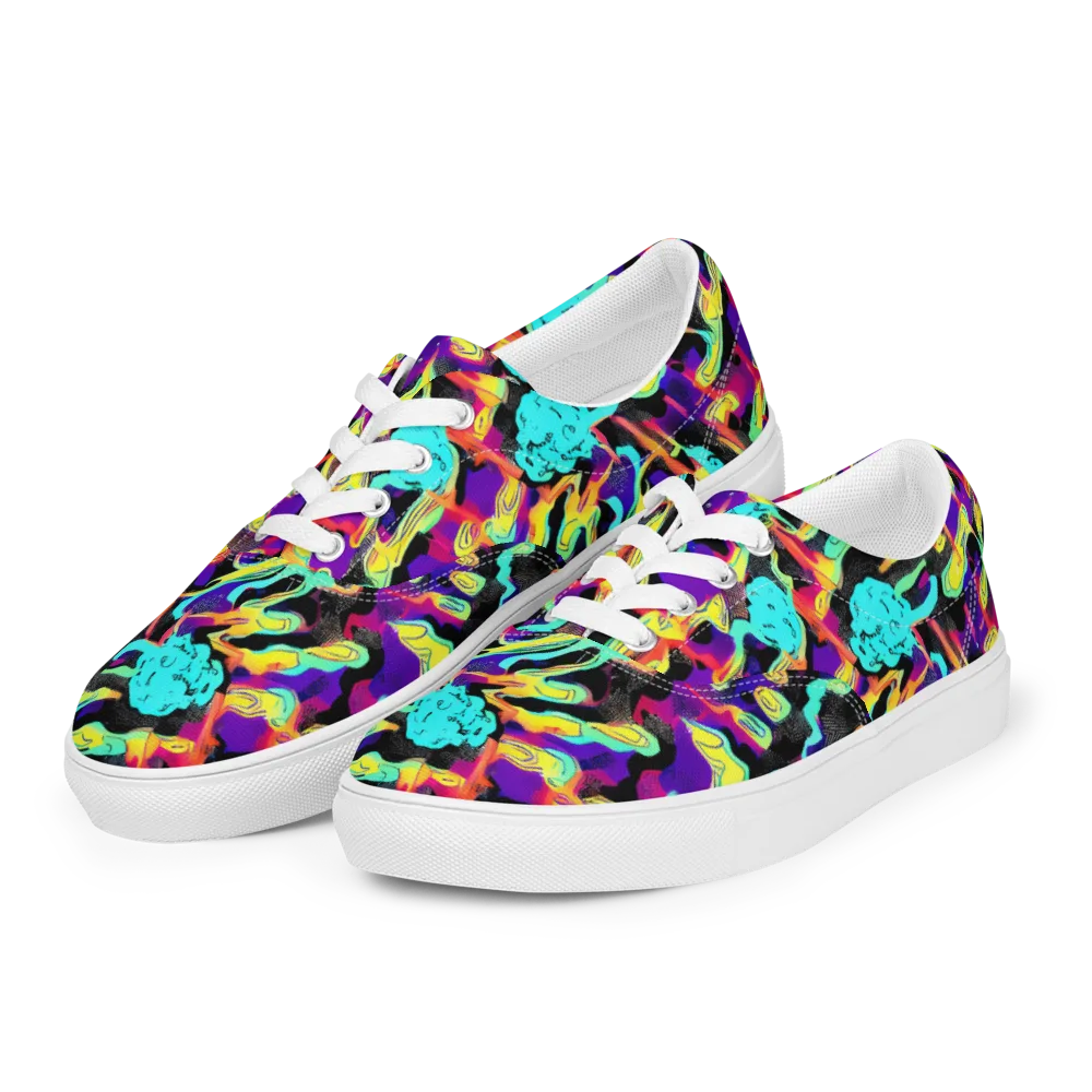 Liquid Firefly on Men's Lace-Up Canvas Shoes — Left Front