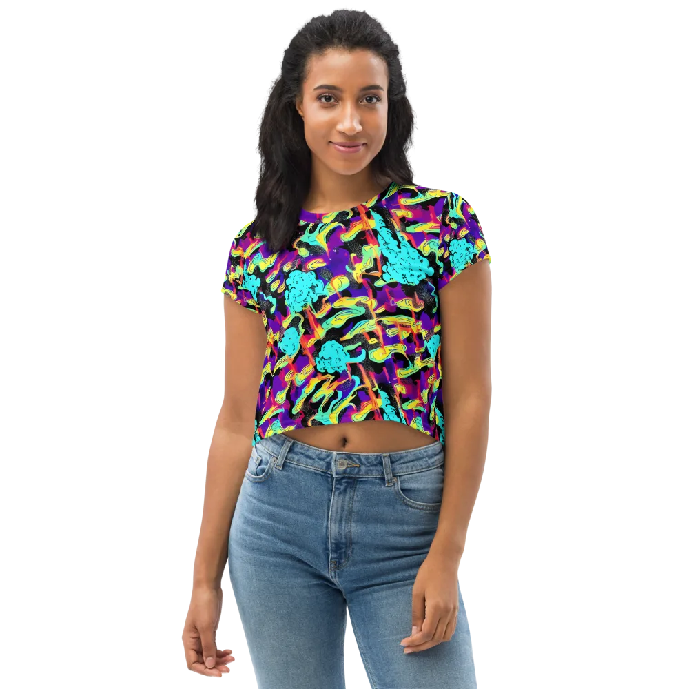 Liquid Firefly on Crop Tee — Front