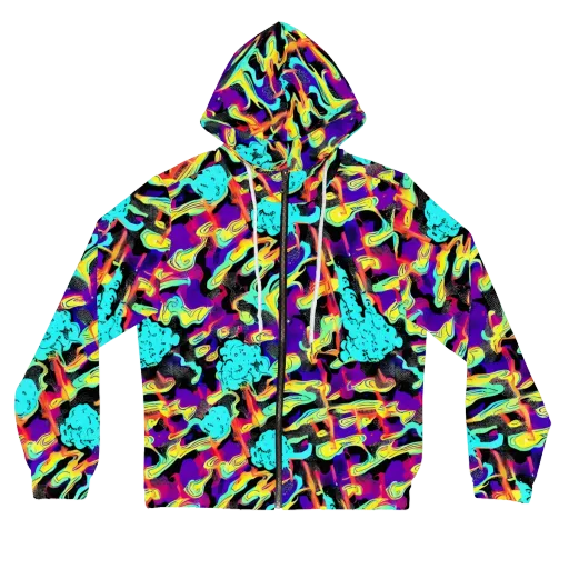 Liquid Firefly on a Women's Full-Zip Hoodie