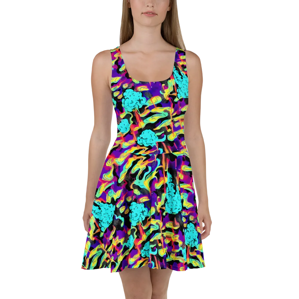 Liquid Firefly on Skater Dress — Front