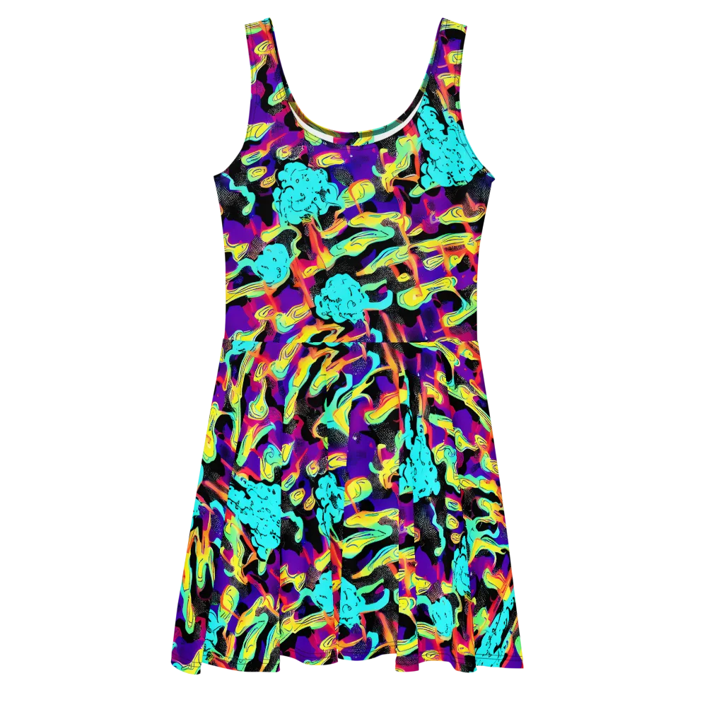 Liquid Firefly on Skater Dress — Front