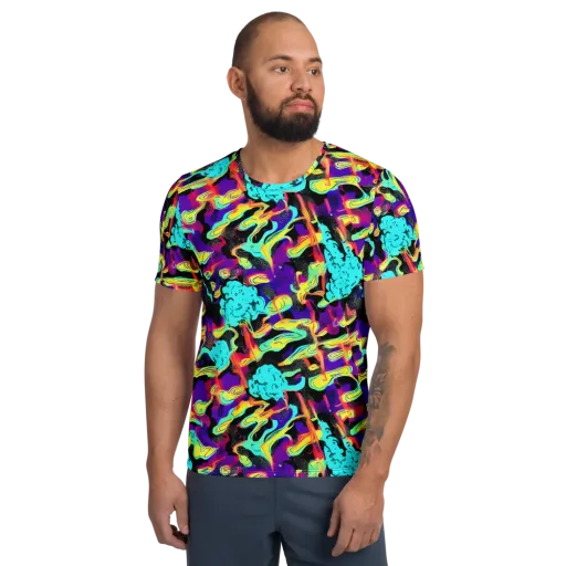 Liquid Firefly on a Men's Athletic T-Shirt