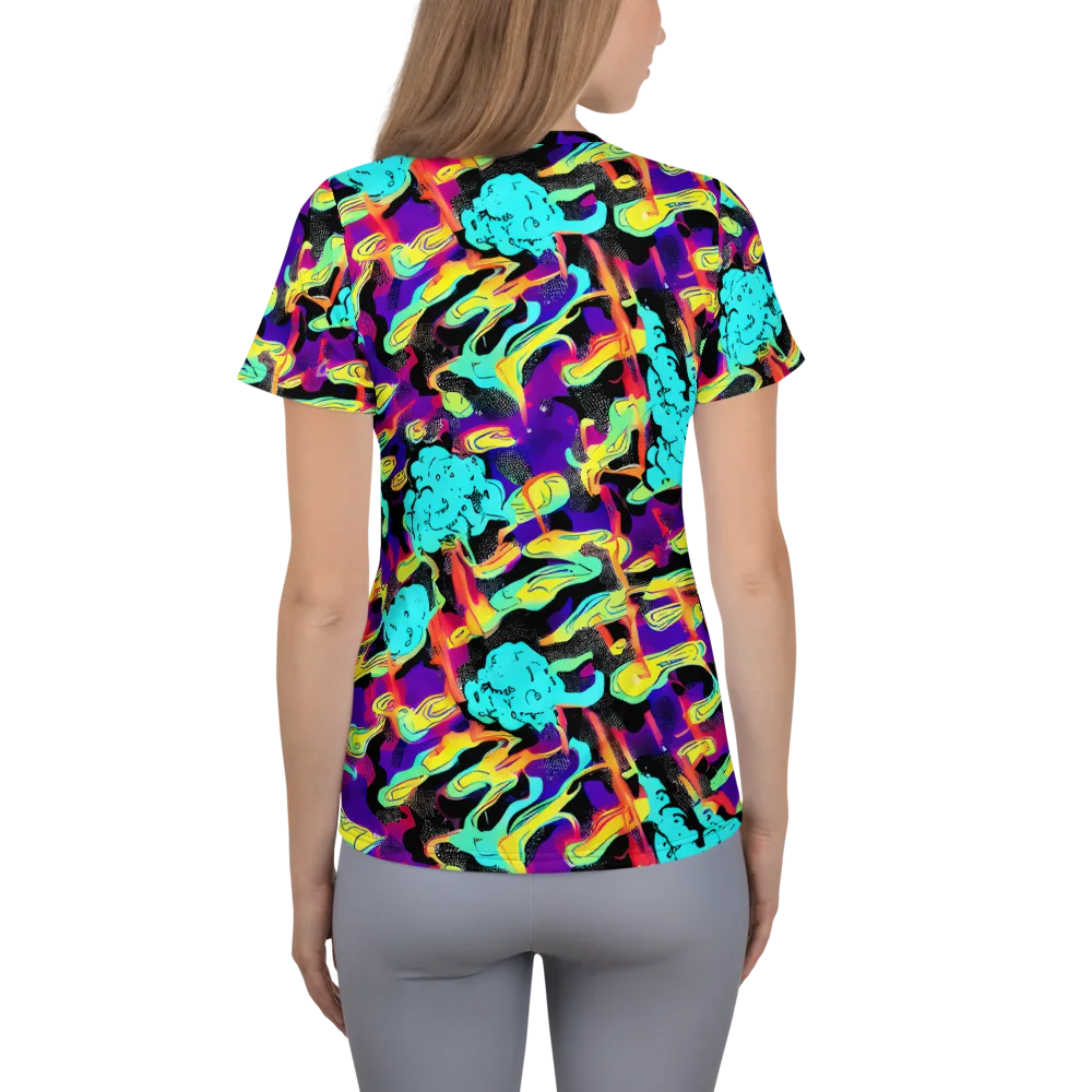 Liquid Firefly on Women's Athletic T-Shirt — Back