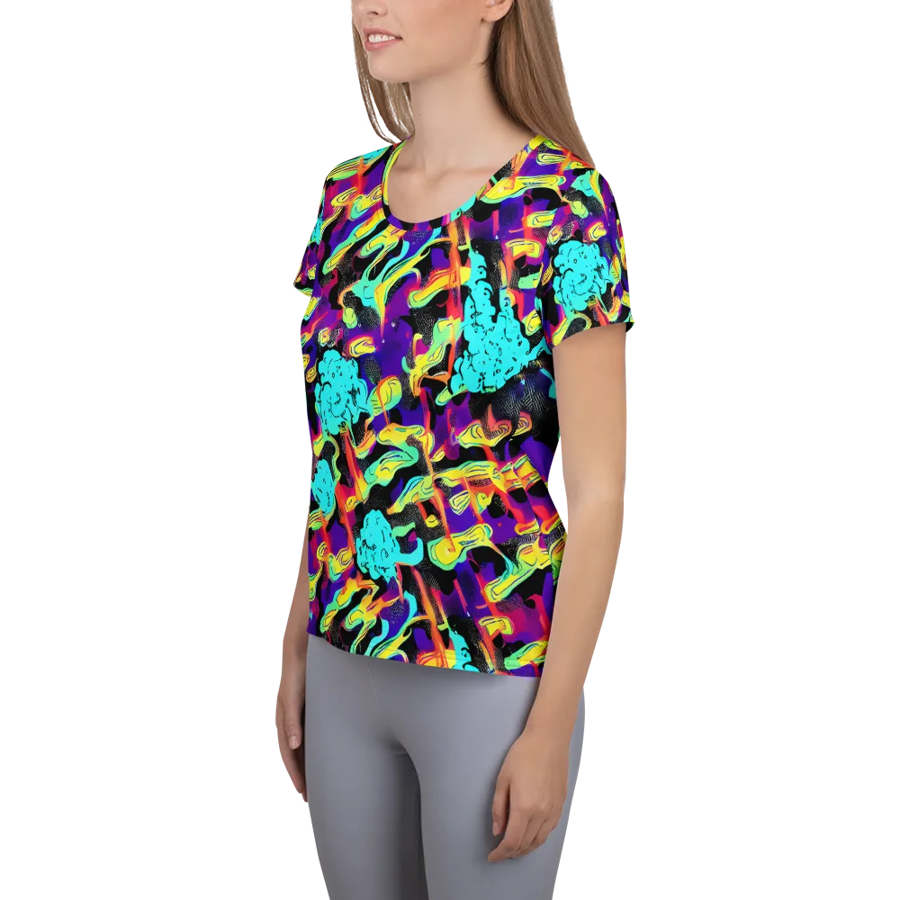 Liquid Firefly on Women's Athletic T-Shirt — Left