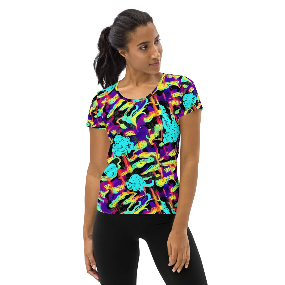 Liquid Firefly on Women's Athletic T-Shirt — Front