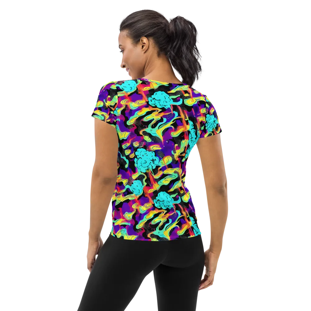 Liquid Firefly on Women's Athletic T-Shirt — Back