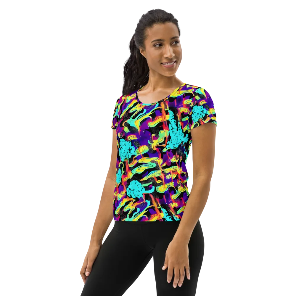 Liquid Firefly on Women's Athletic T-Shirt — Left