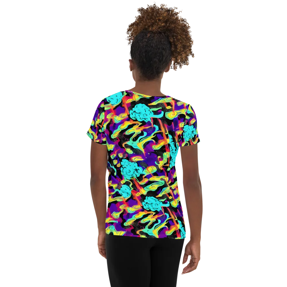 Liquid Firefly on Women's Athletic T-Shirt — Back
