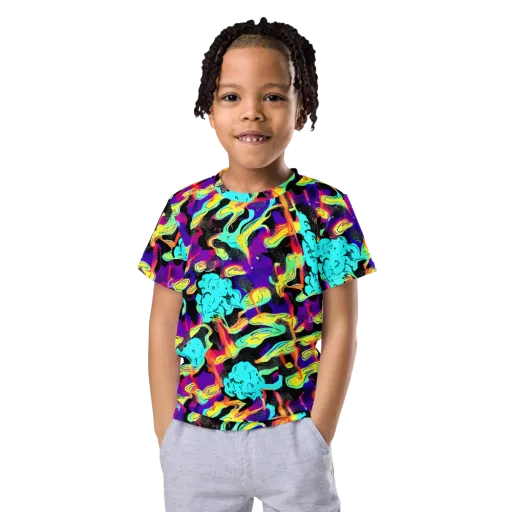 Liquid Firefly on a Kids Crew Neck T-Shirt