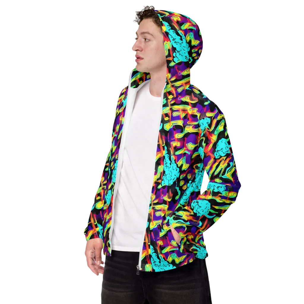 Liquid Firefly on Men's Windbreaker — Left Front