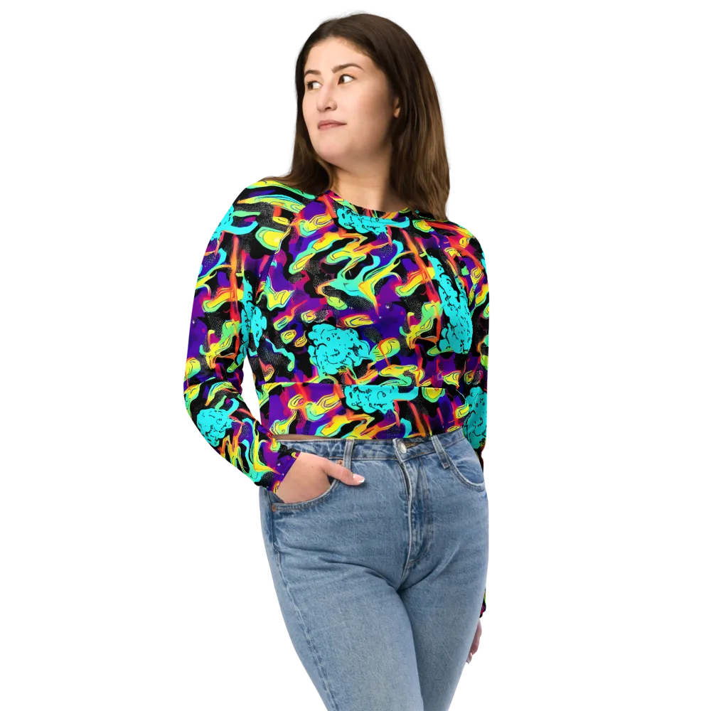 Liquid Firefly on Long Sleeve Crop Top — Front