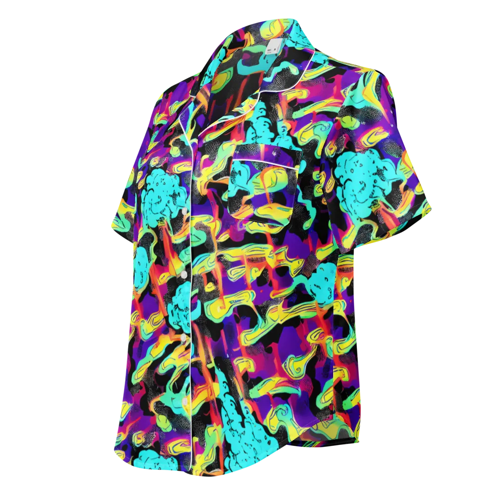 Liquid Firefly on Women's Short Sleeve Pajama Top — Left Front