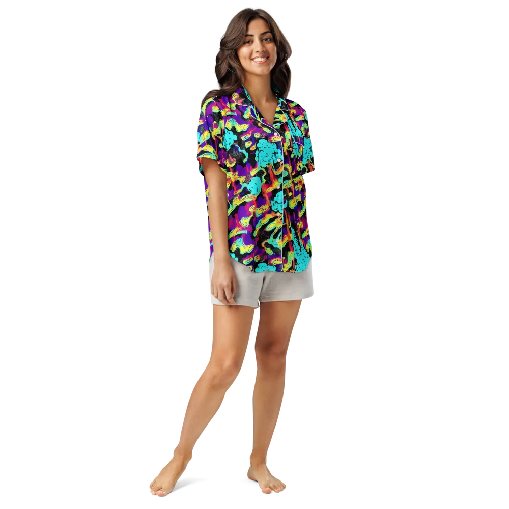 Liquid Firefly on Women's Short Sleeve Pajama Top — Front