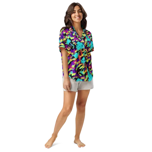 Liquid Firefly on a Women's Short Sleeve Pajama Top