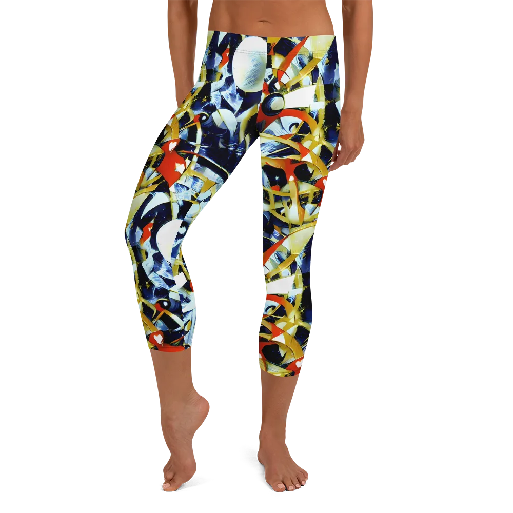 Sapphire Sparks on Capri Leggings — Front