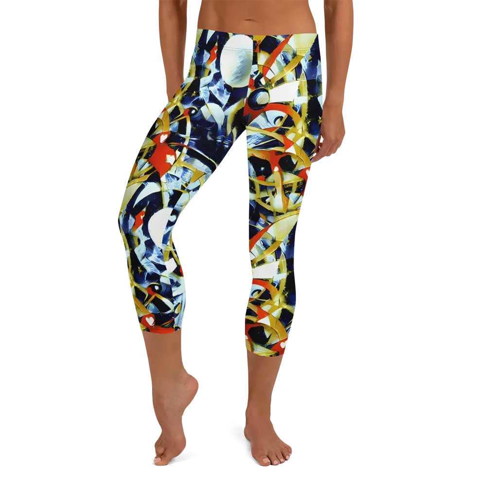Sapphire Sparks on Capri Leggings — Front