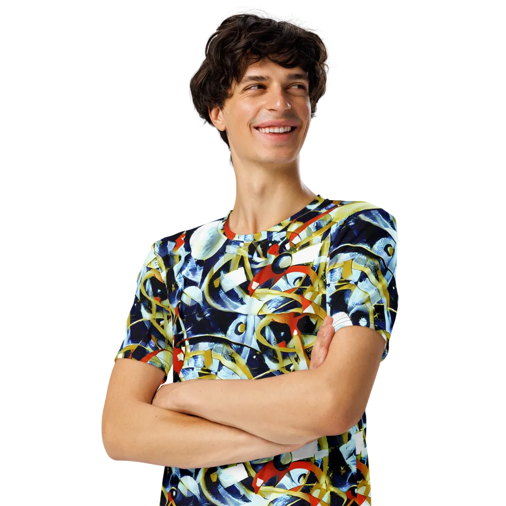 Sapphire Sparks on Men's Crew Neck T-Shirt — Left Front