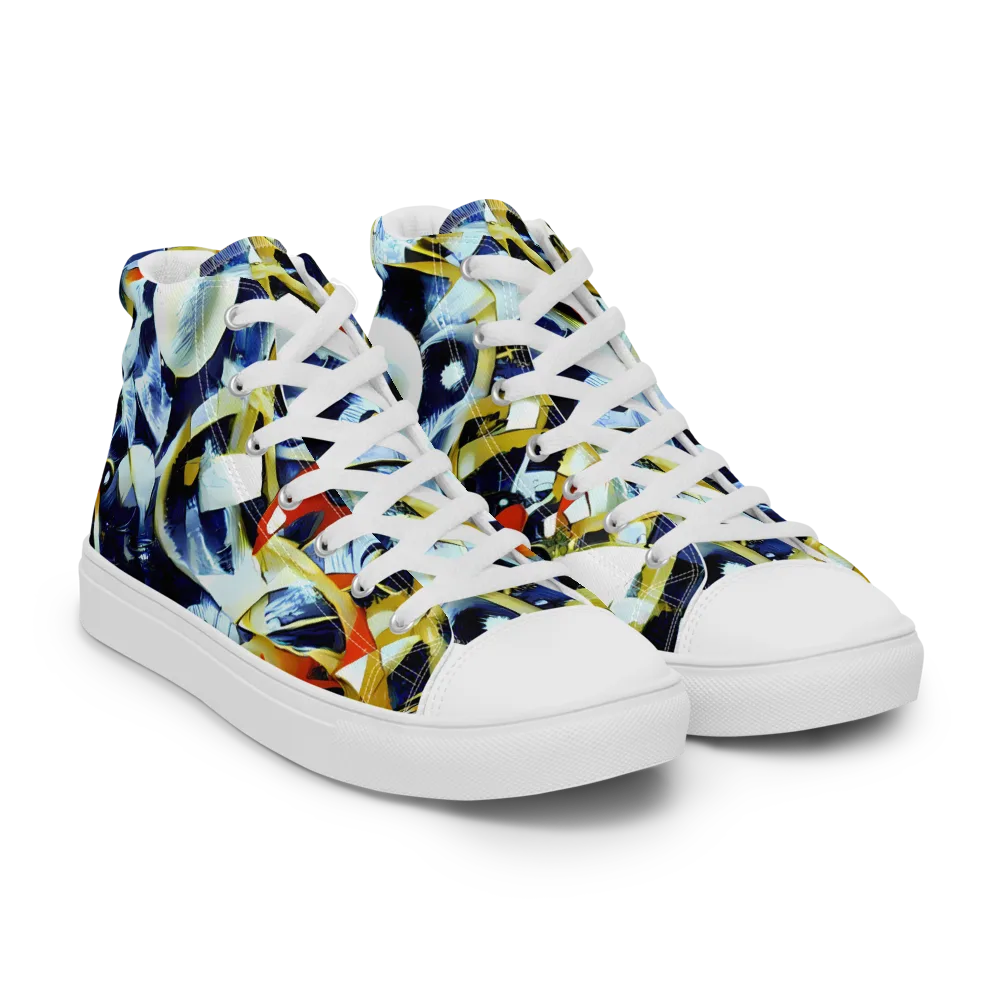 Sapphire Sparks on Men's High Top Canvas Shoes — Right Front