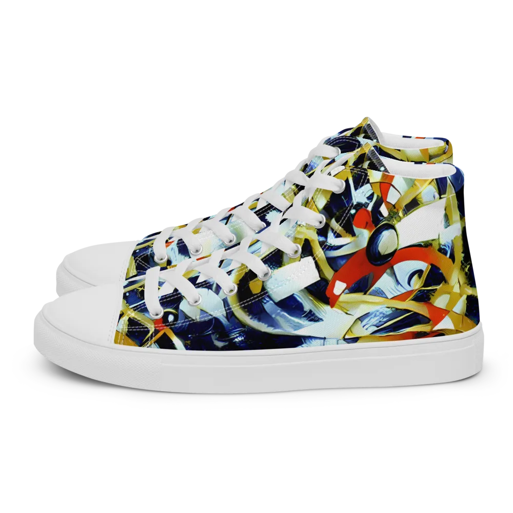 Sapphire Sparks on Men's High Top Canvas Shoes — Left