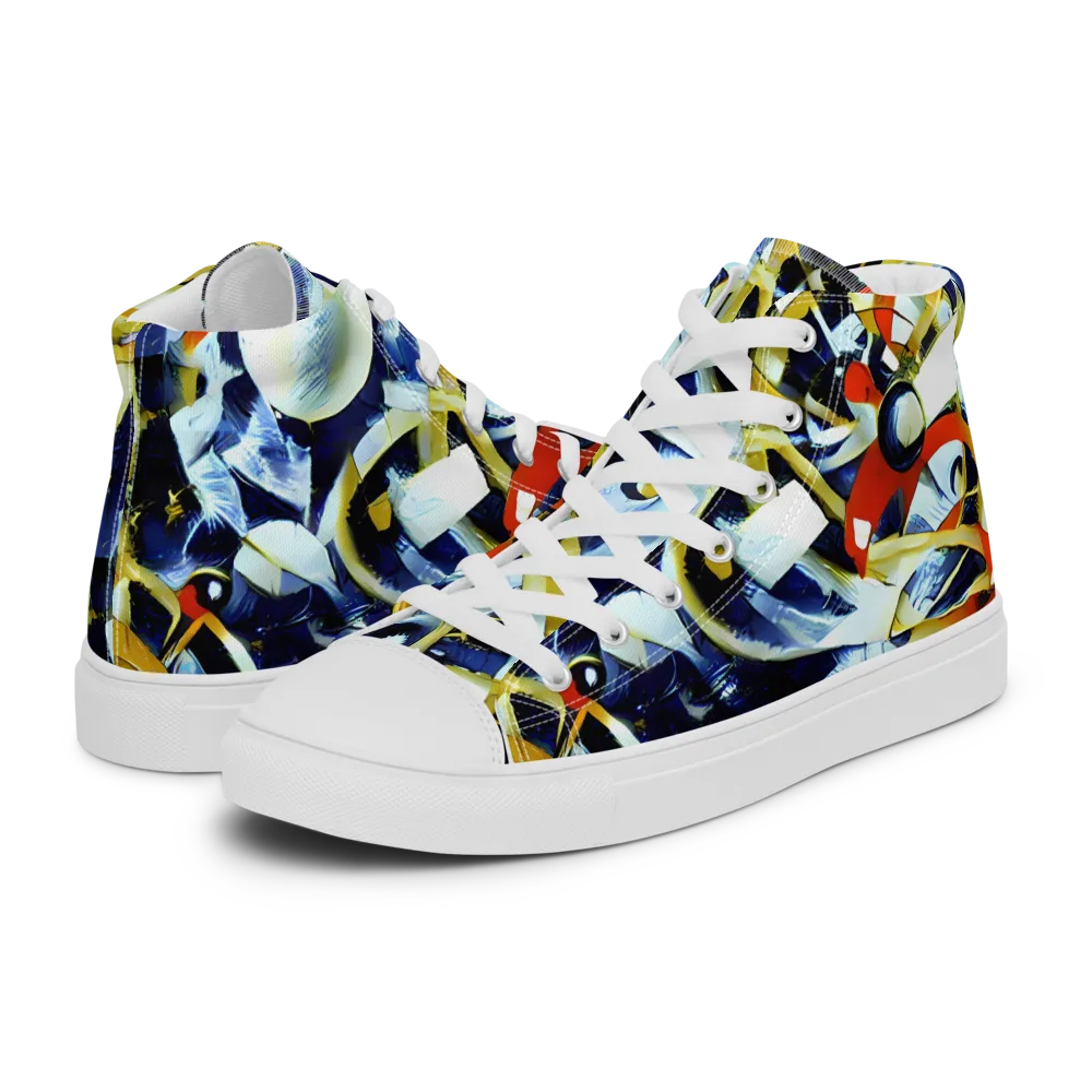Sapphire Sparks on Men's High Top Canvas Shoes — Left