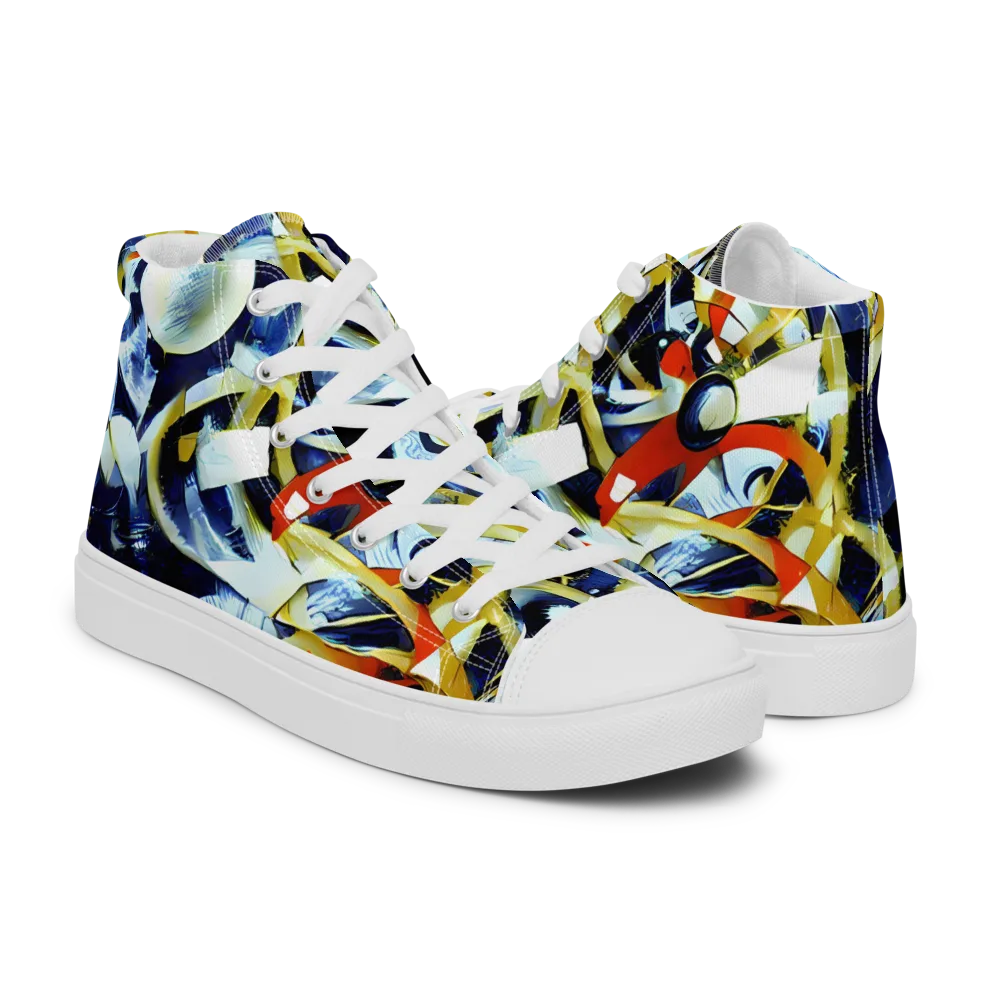Sapphire Sparks on Men's High Top Canvas Shoes — Right