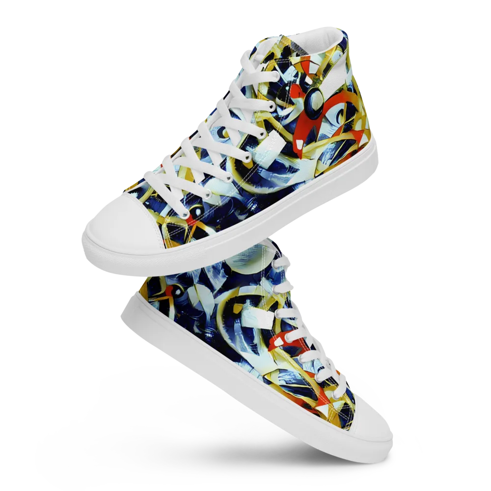Sapphire Sparks on Men's High Top Canvas Shoes — Front
