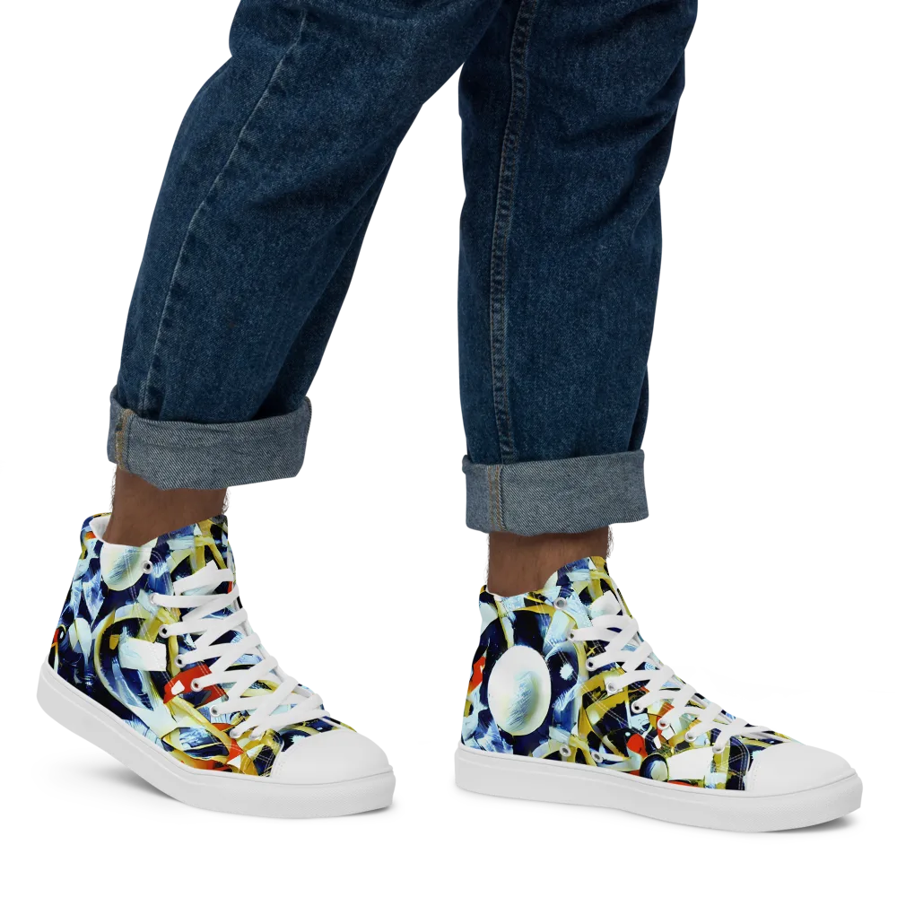 Sapphire Sparks on Men's High Top Canvas Shoes — Right