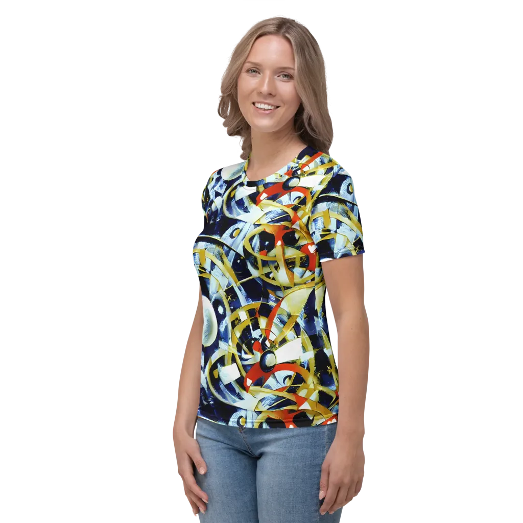 Sapphire Sparks on Women's Crew Neck T-Shirt — Left