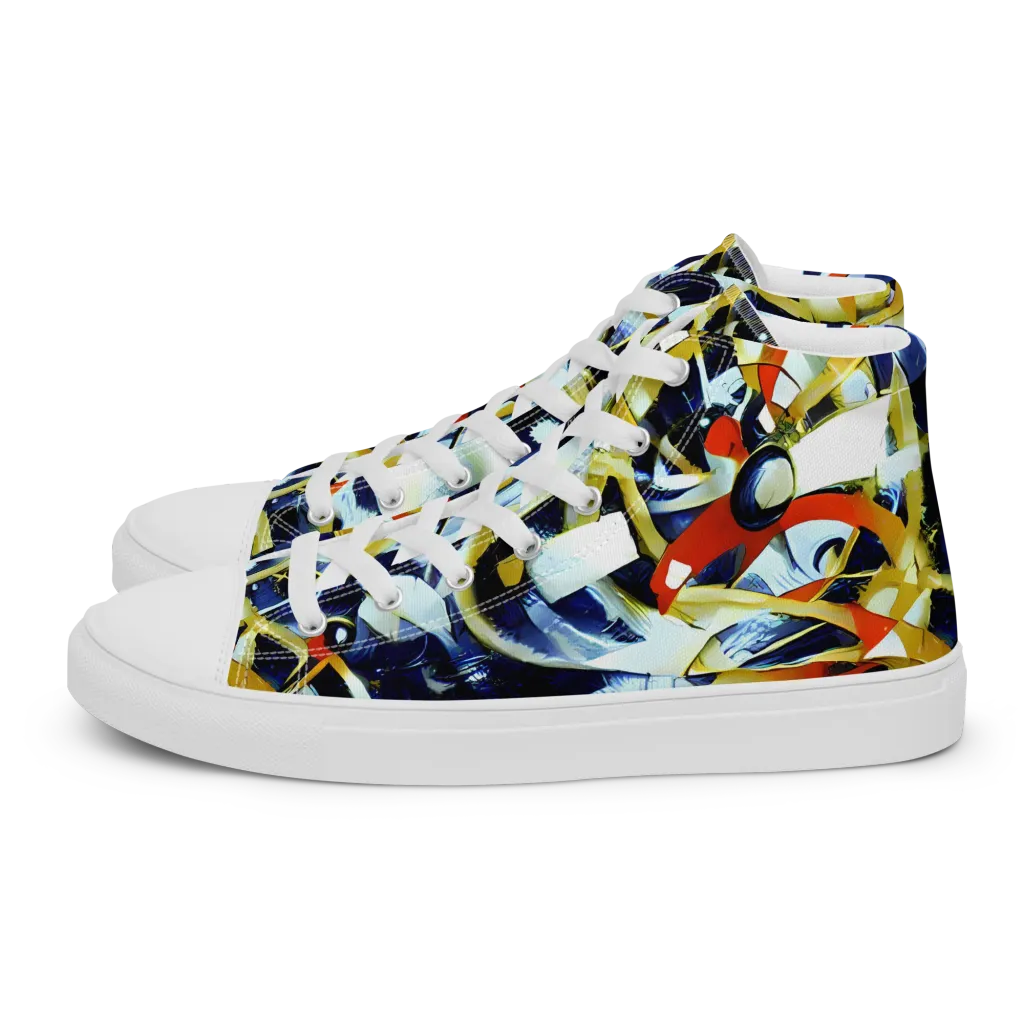 Sapphire Sparks on Women's High Top Canvas Shoes — Left