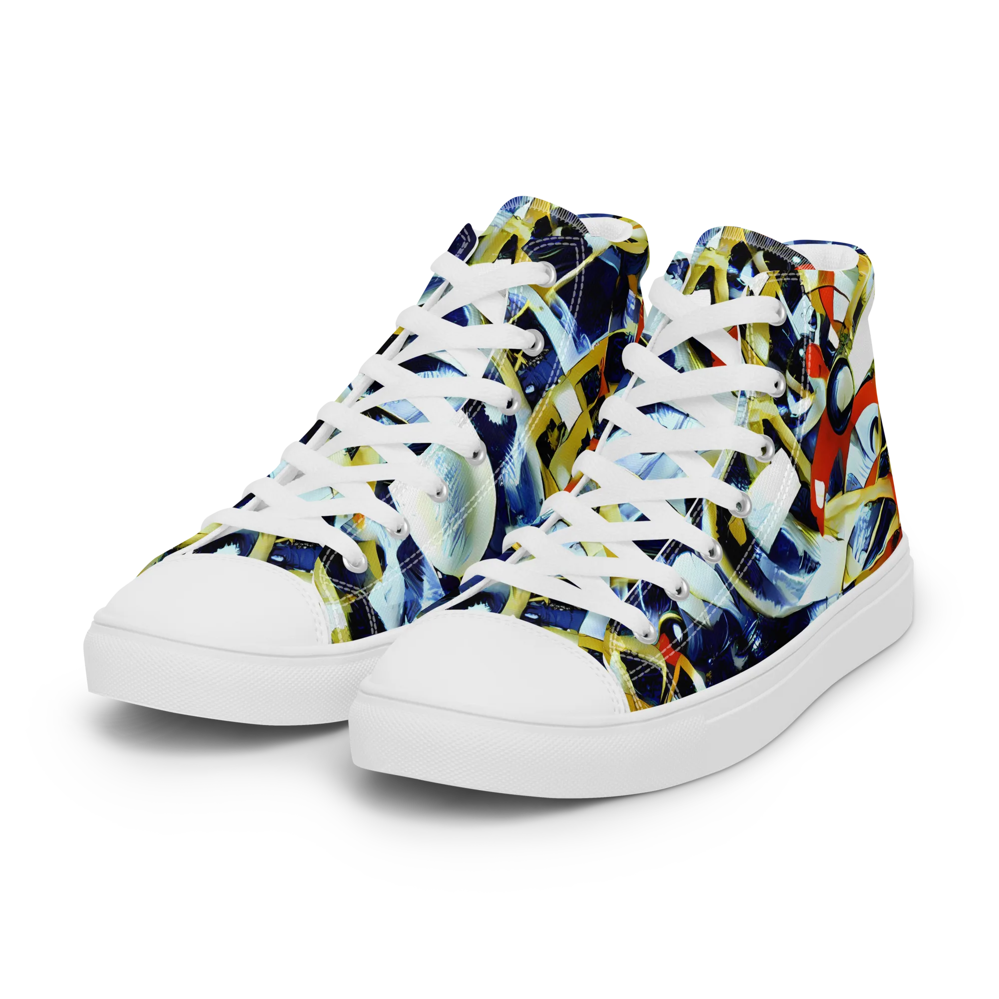 Sapphire Sparks on Women's High Top Canvas Shoes — Left Front