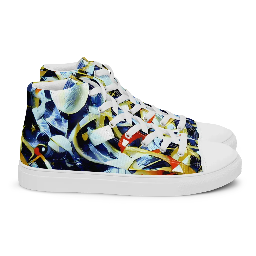 Sapphire Sparks on Women's High Top Canvas Shoes — Right