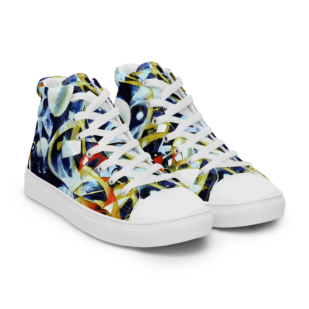 Sapphire Sparks on Women's High Top Canvas Shoes — Right Front