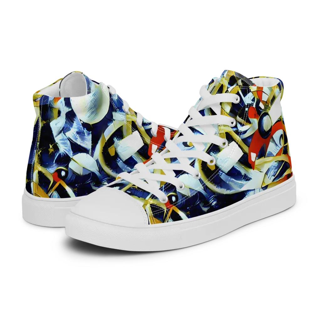Sapphire Sparks on Women's High Top Canvas Shoes — Left